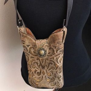 OOAK Cowboy Boot Shaft Cross Body Shoulder Bag